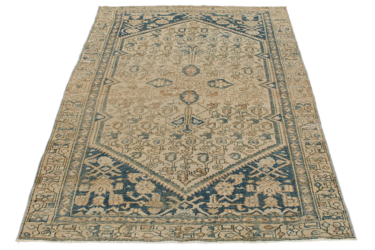 4x6 Blue and Beige Persian Traditional Rug