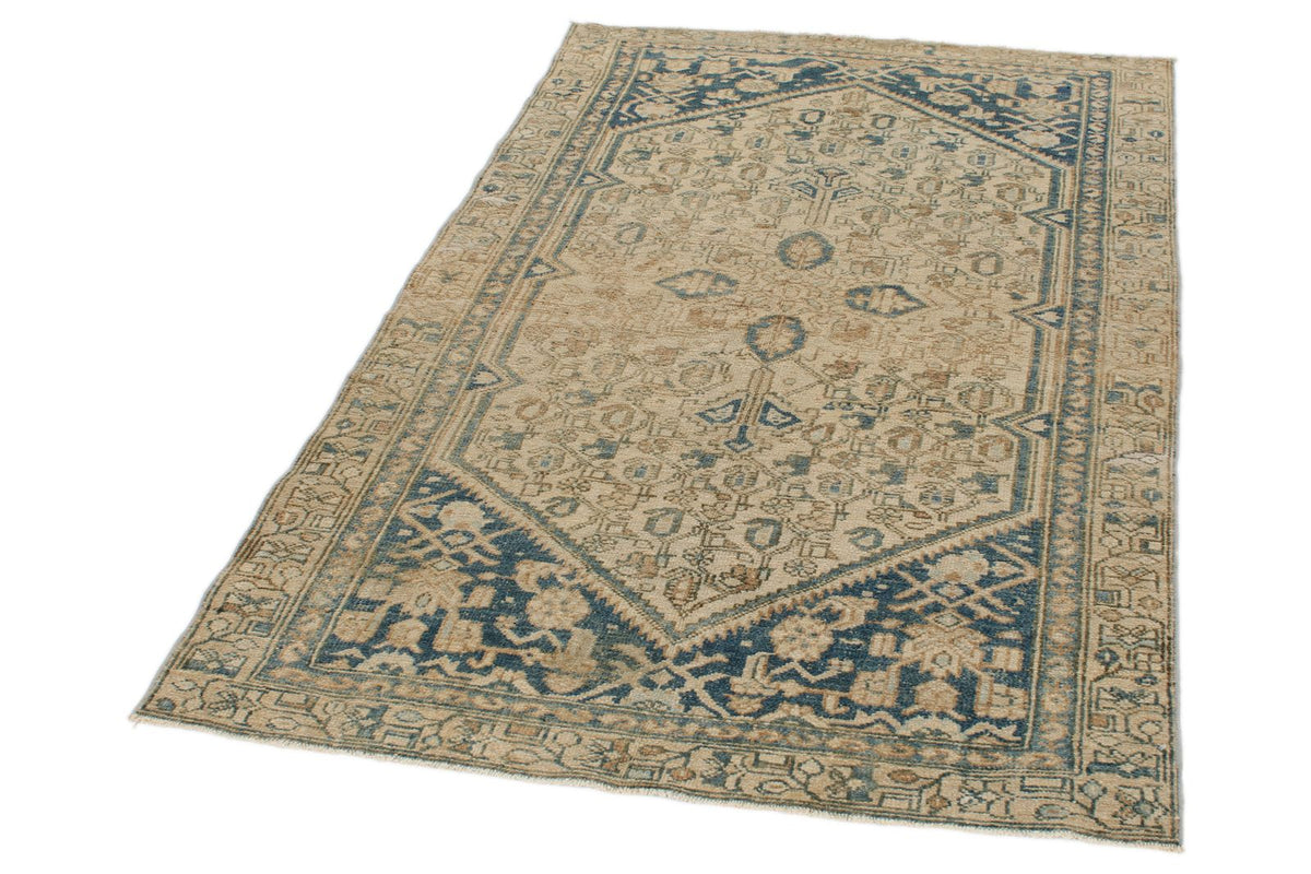 4x6 Blue and Beige Persian Traditional Rug