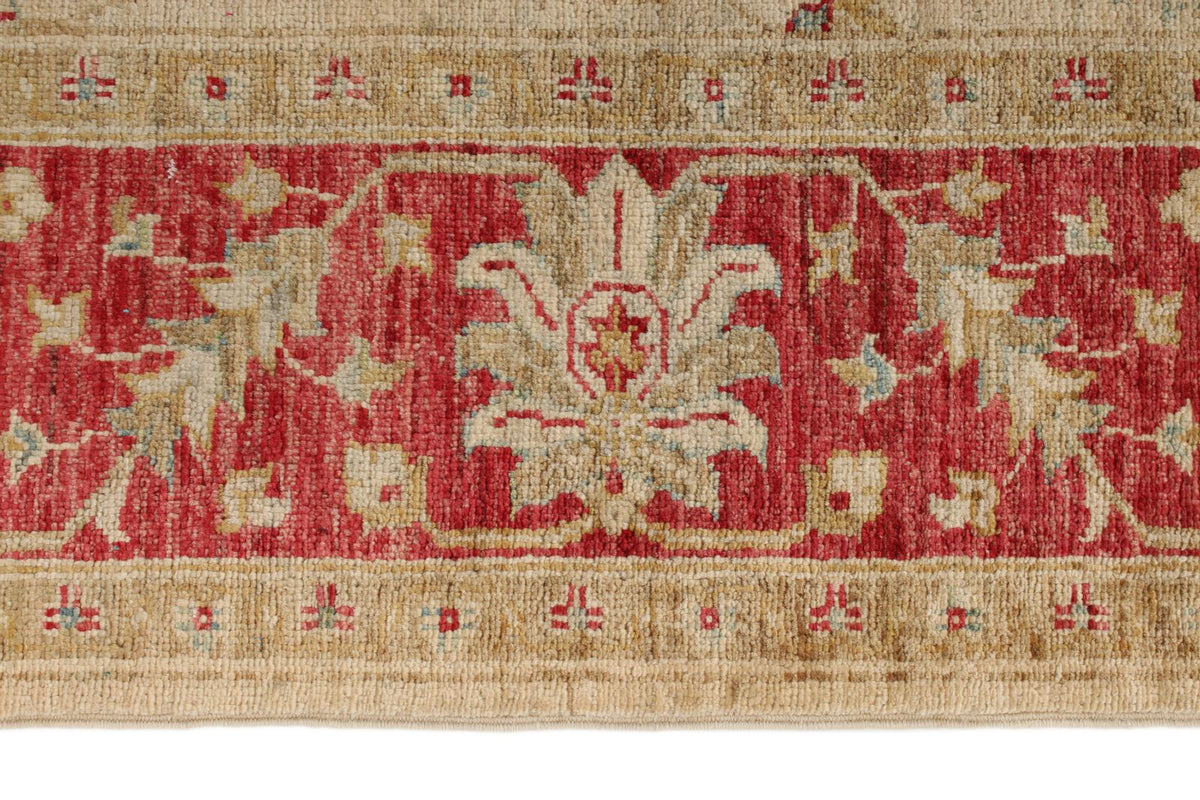 6x8 Ivory and Red Turkish Oushak Rug
