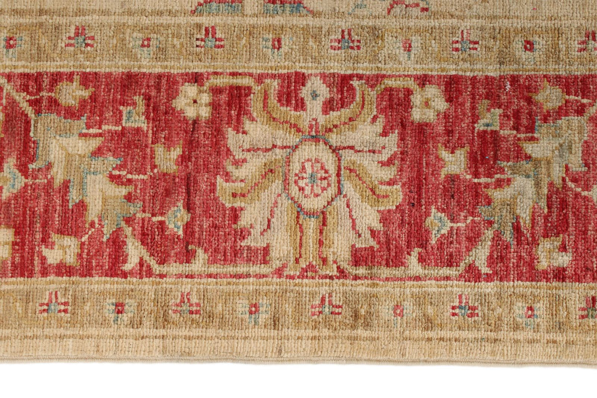 6x8 Ivory and Red Turkish Oushak Rug
