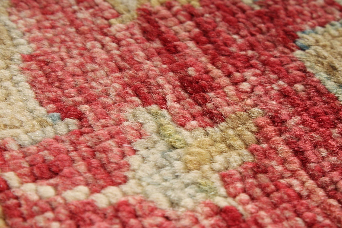 6x8 Ivory and Red Turkish Oushak Rug