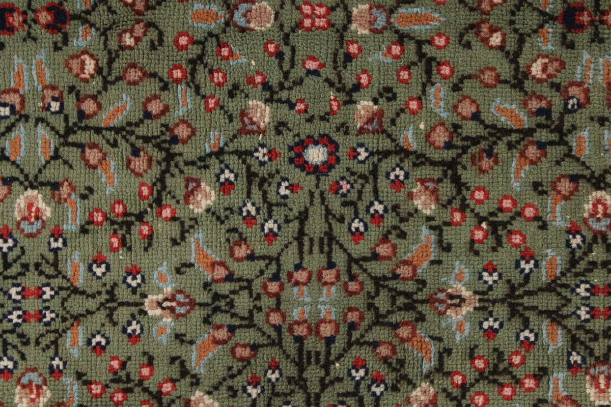 4x6 Green and Ivory Turkish Traditional Rug
