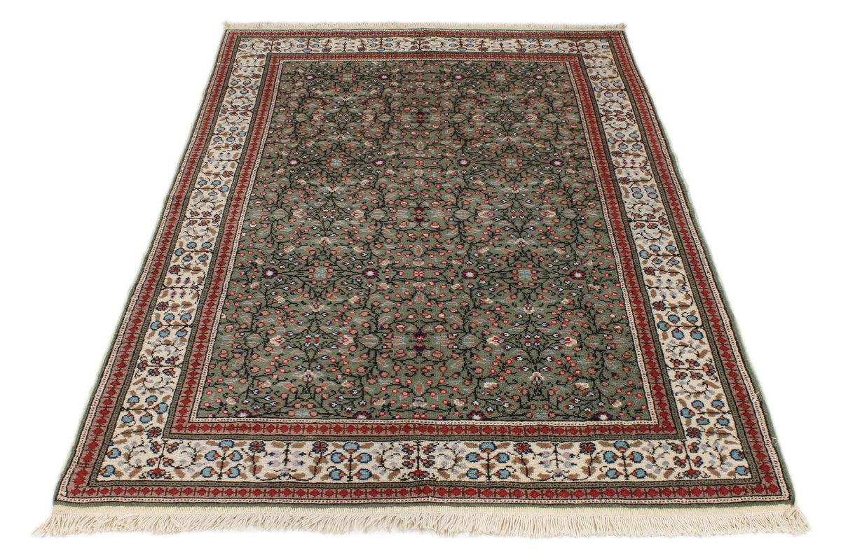4x6 Green and Ivory Turkish Traditional Rug