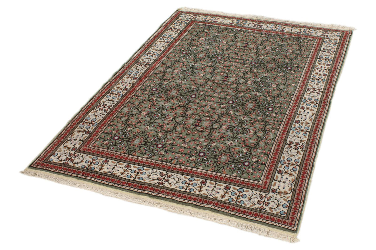 4x6 Green and Ivory Turkish Traditional Rug