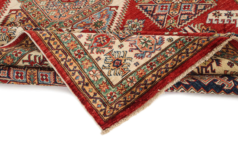 6x9 Red and Ivory Kazak Tribal Rug