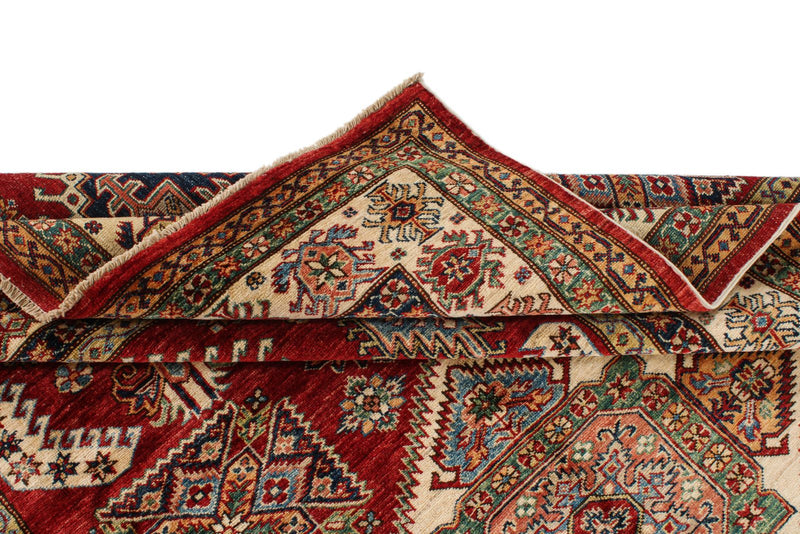 6x9 Red and Ivory Kazak Tribal Rug