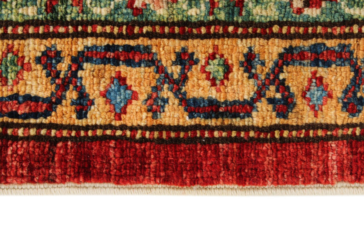 6x9 Red and Ivory Kazak Tribal Rug