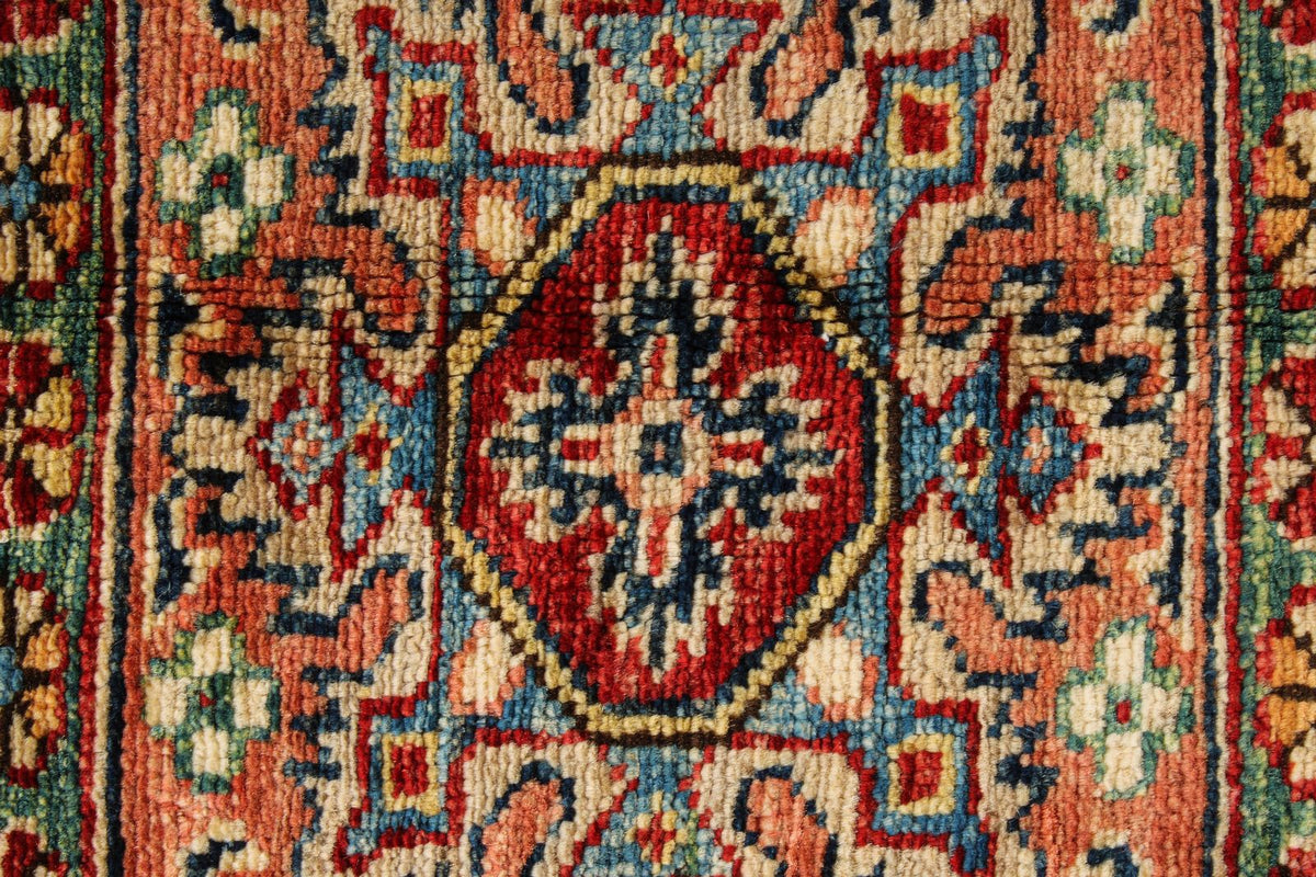 6x9 Red and Ivory Kazak Tribal Rug