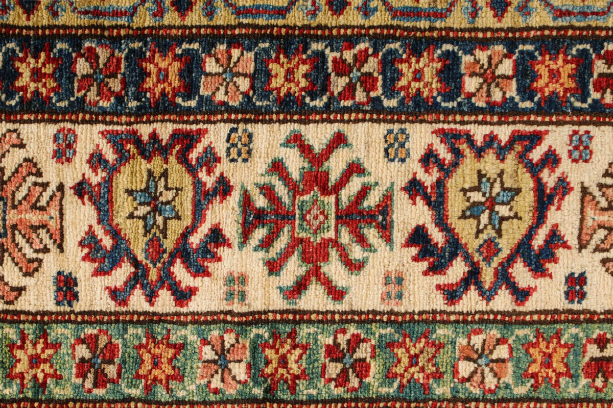 6x9 Red and Ivory Kazak Tribal Rug
