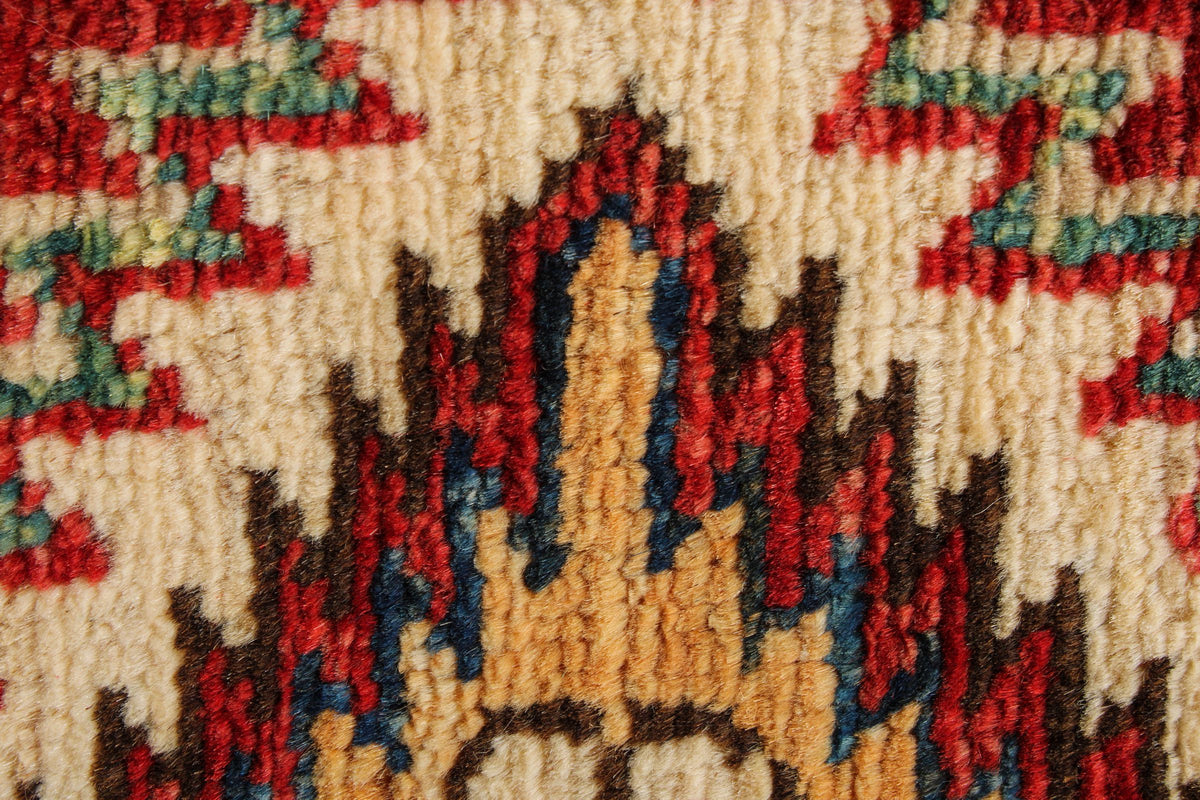 6x9 Red and Ivory Kazak Tribal Rug