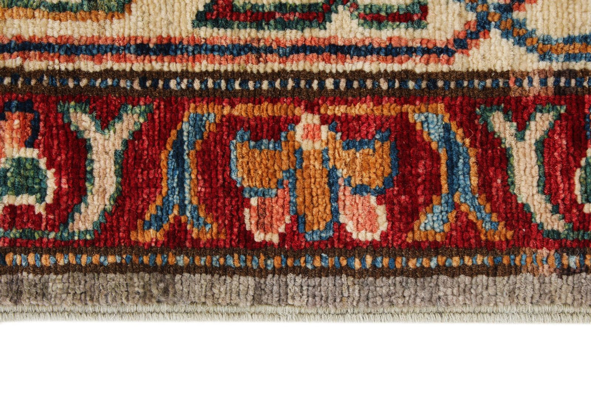 6x8 Gray and Ivory Kazak Tribal Rug