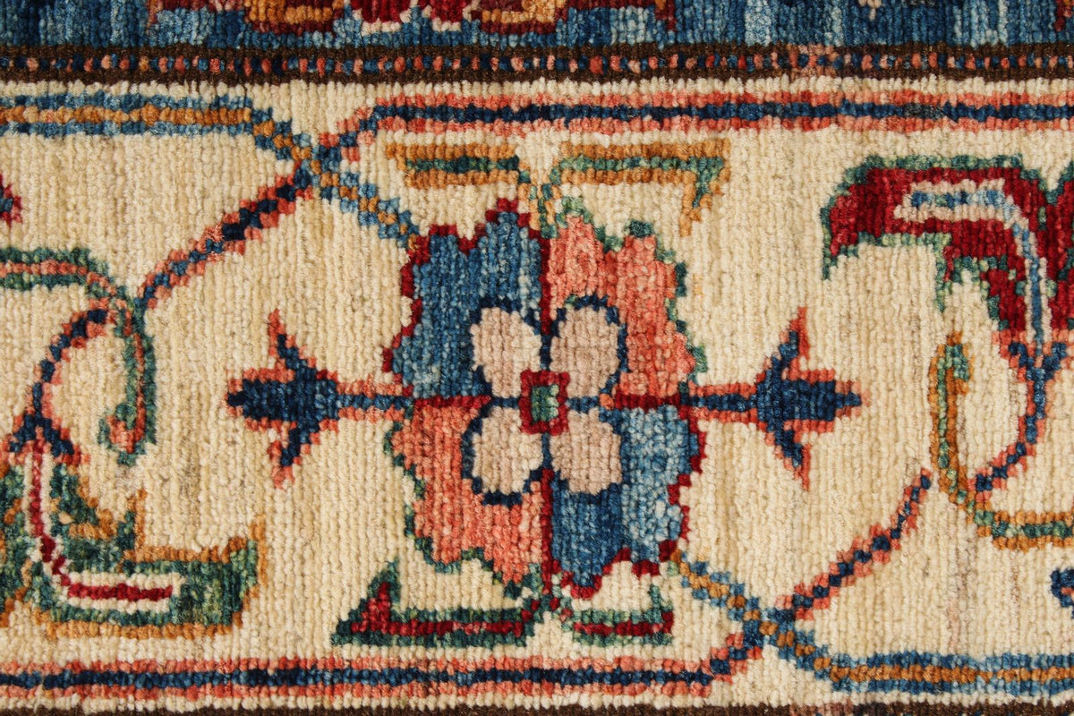 6x8 Gray and Ivory Kazak Tribal Rug