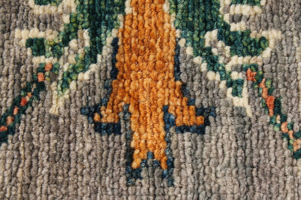 6x8 Gray and Ivory Kazak Tribal Rug