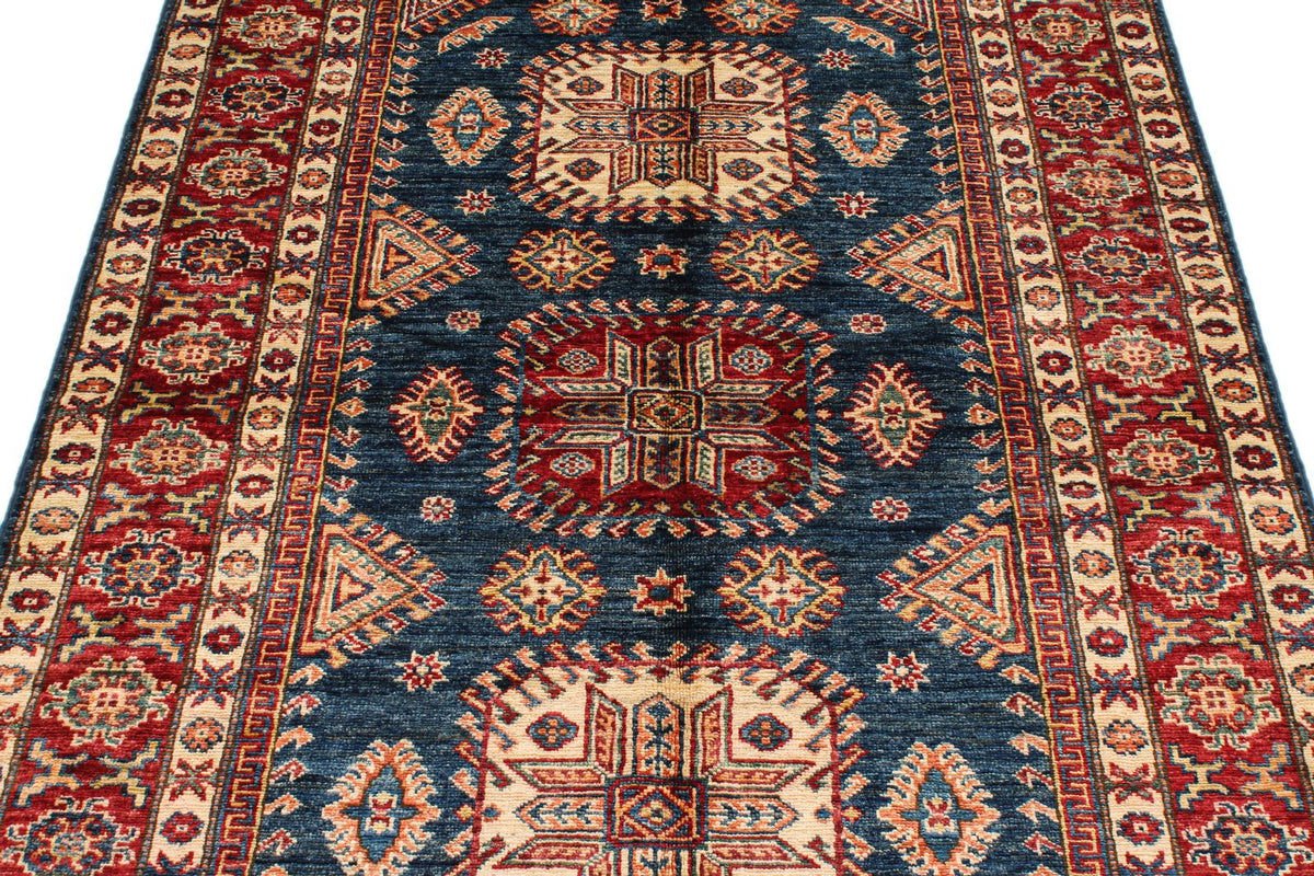 4x6 Navy and Red Kazak Tribal Rug