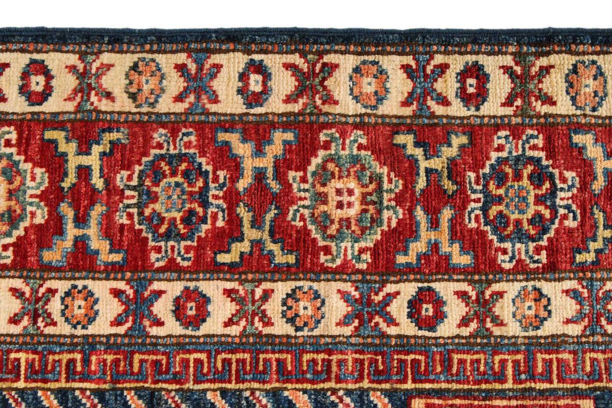4x6 Navy and Red Kazak Tribal Rug