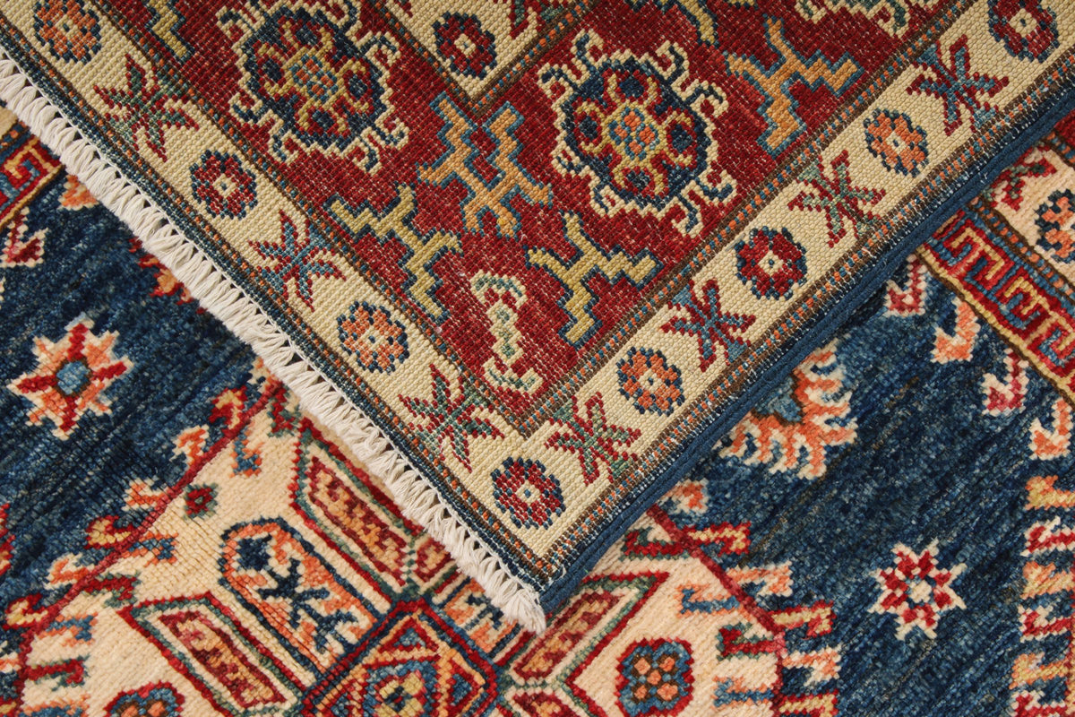 4x6 Navy and Red Kazak Tribal Rug