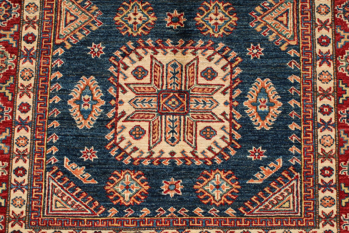 4x6 Navy and Red Kazak Tribal Rug