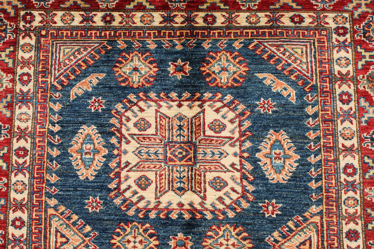 4x6 Navy and Red Kazak Tribal Rug