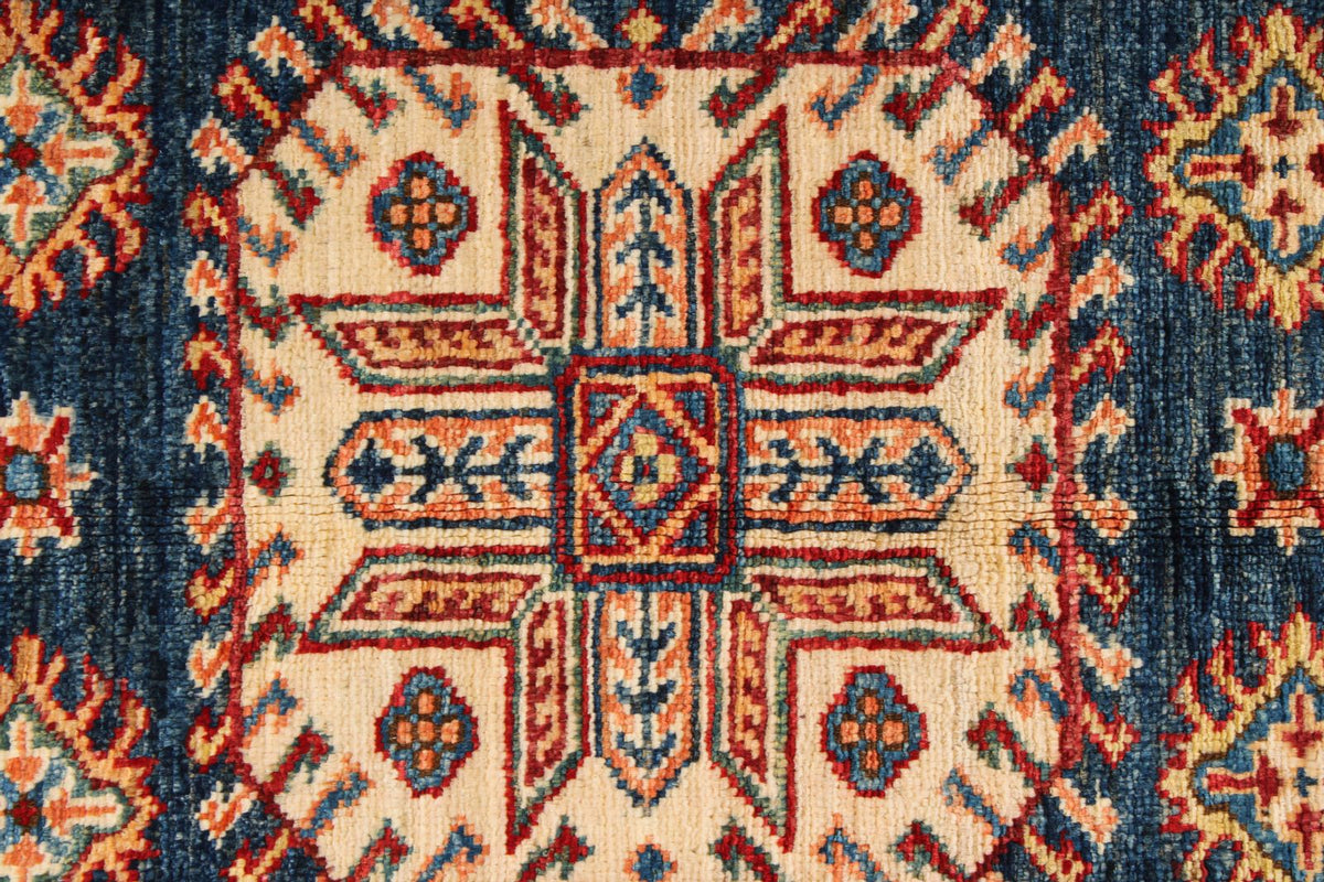 4x6 Navy and Red Kazak Tribal Rug