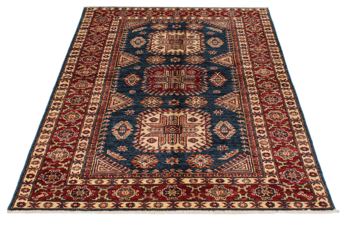 4x6 Navy and Red Kazak Tribal Rug