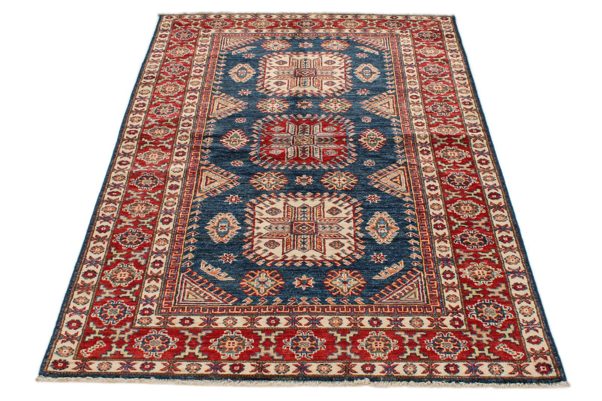 4x6 Navy and Red Kazak Tribal Rug