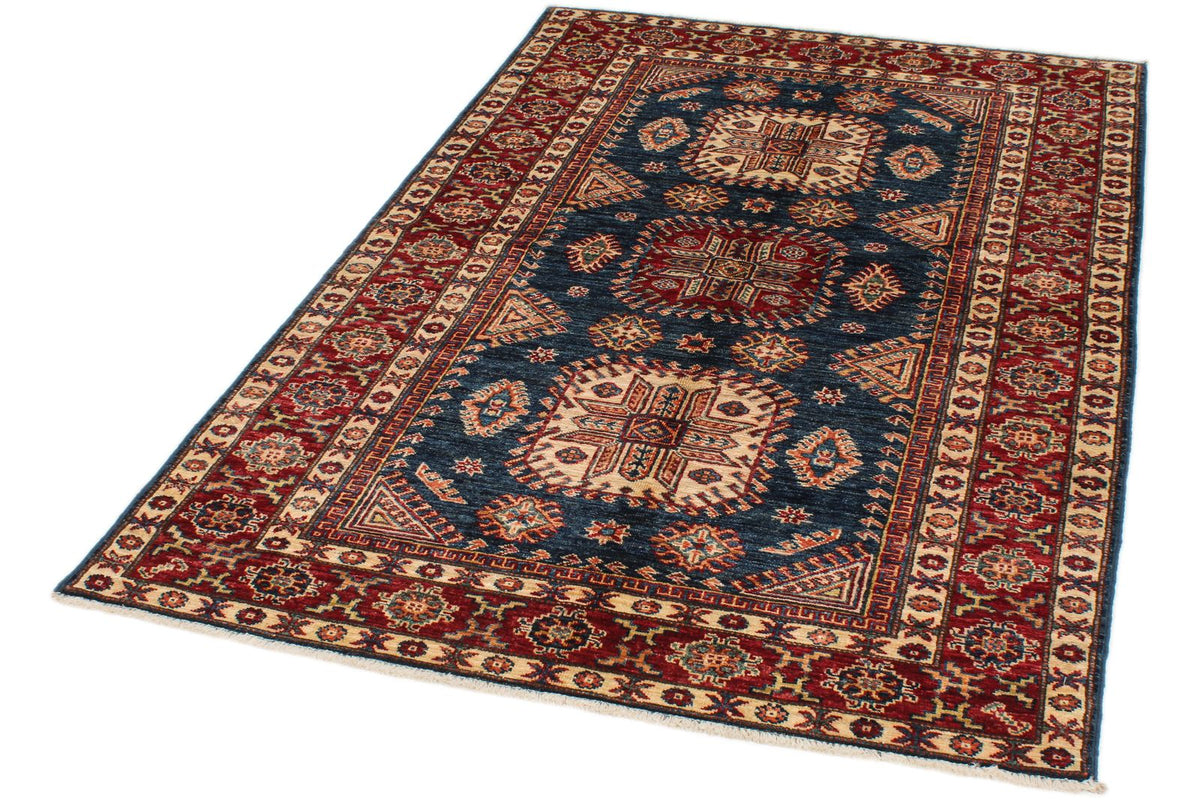 4x6 Navy and Red Kazak Tribal Rug