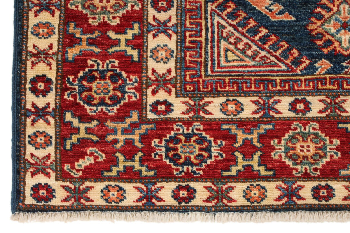 4x6 Navy and Red Kazak Tribal Rug