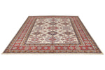 8x10 Ivory and Red Kazak Tribal Rug