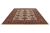 8x10 Ivory and Red Kazak Tribal Rug