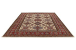 8x10 Ivory and Red Kazak Tribal Rug