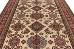 8x10 Ivory and Red Kazak Tribal Rug