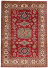 9x12 Red and Ivory Kazak Tribal Rug