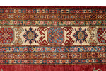 9x12 Red and Ivory Kazak Tribal Rug