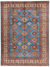 9x12 Light Blue and Ivory Kazak Tribal Rug