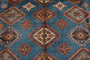 9x12 Light Blue and Ivory Kazak Tribal Rug