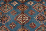 9x12 Light Blue and Ivory Kazak Tribal Rug