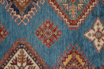 9x12 Light Blue and Ivory Kazak Tribal Rug