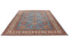 9x12 Light Blue and Ivory Kazak Tribal Rug