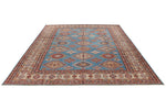 9x12 Light Blue and Ivory Kazak Tribal Rug