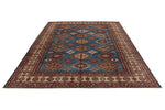 9x12 Light Blue and Ivory Kazak Tribal Rug