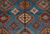 9x12 Light Blue and Ivory Kazak Tribal Rug