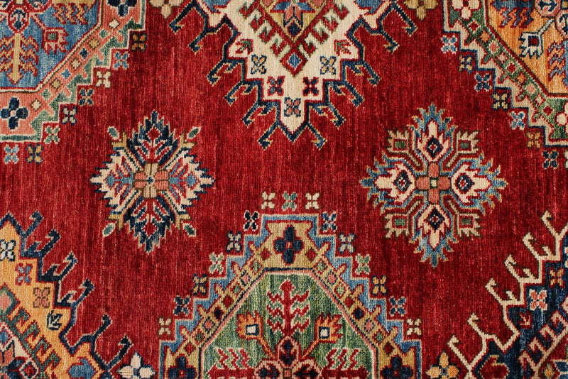 9x12 Red and Beige Kazak Tribal Rug