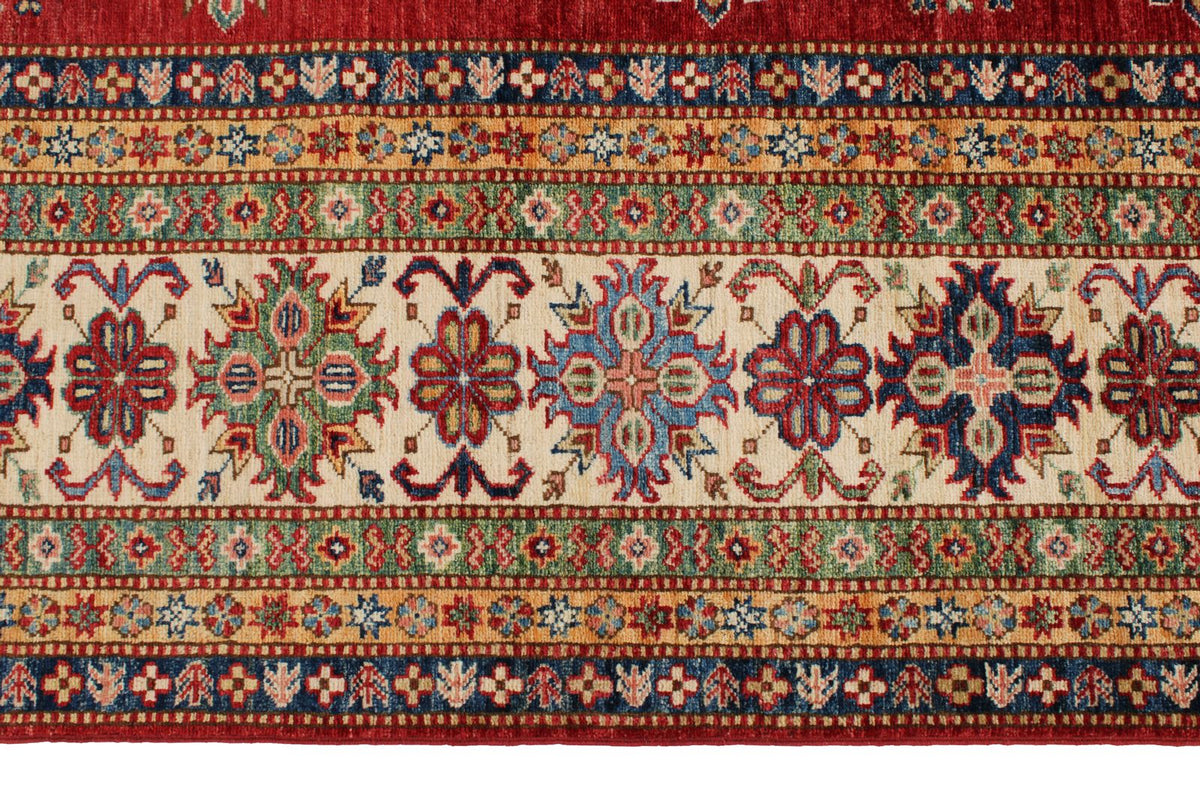 9x12 Red and Beige Kazak Tribal Rug