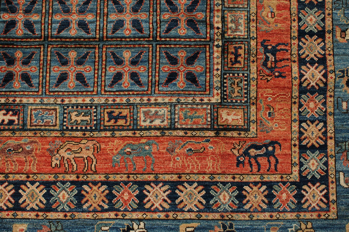 8x8 Red and Blue Anatolian Traditional Rug