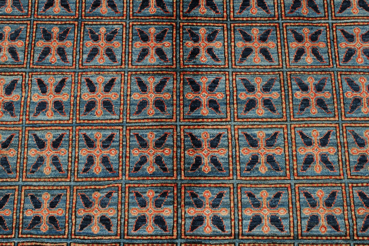 8x8 Red and Blue Anatolian Traditional Rug