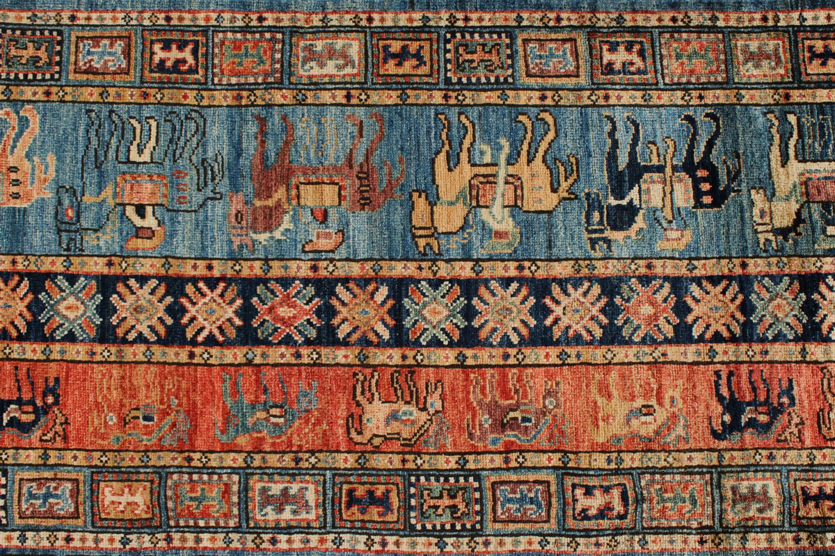 8x8 Red and Blue Anatolian Traditional Rug