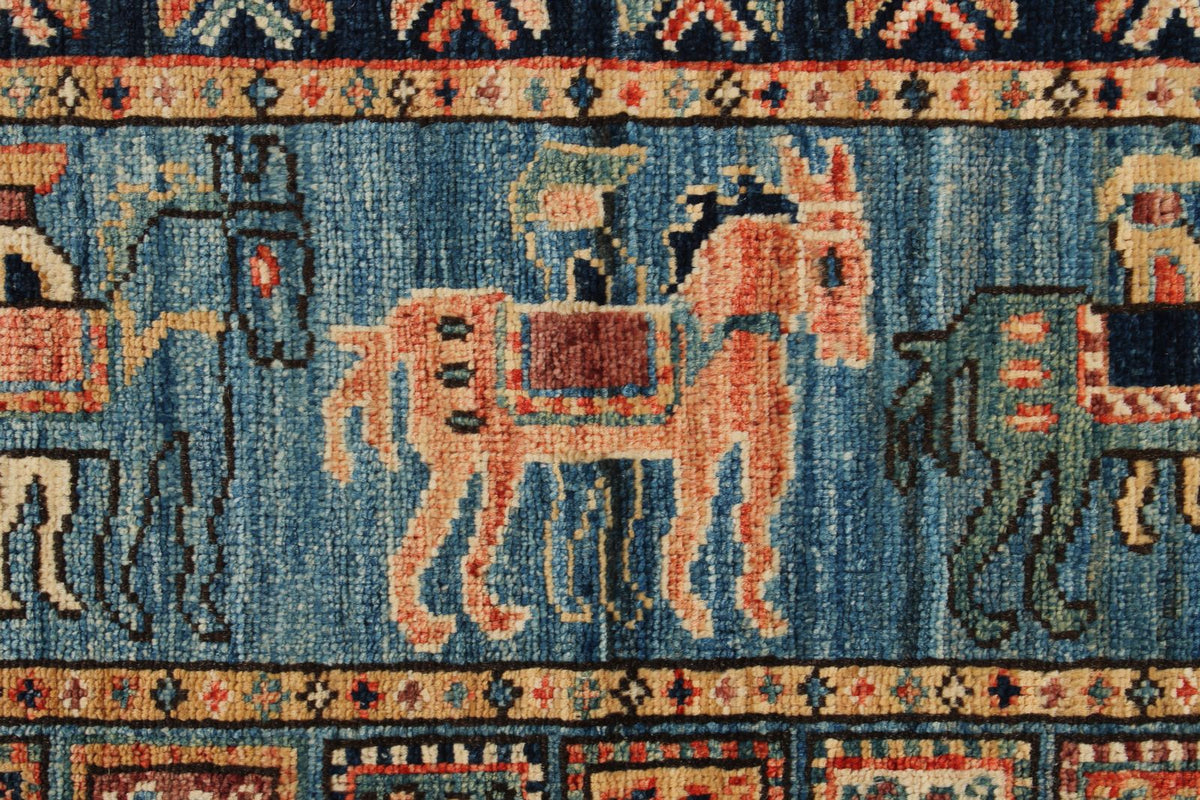 8x8 Red and Blue Anatolian Traditional Rug