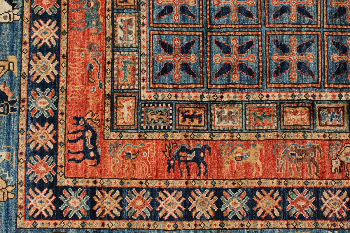 8x8 Red and Blue Anatolian Traditional Rug