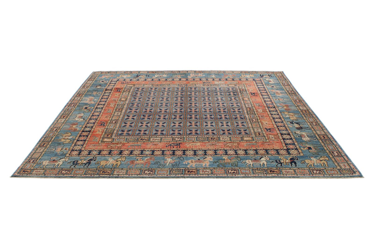 8x8 Red and Blue Anatolian Traditional Rug