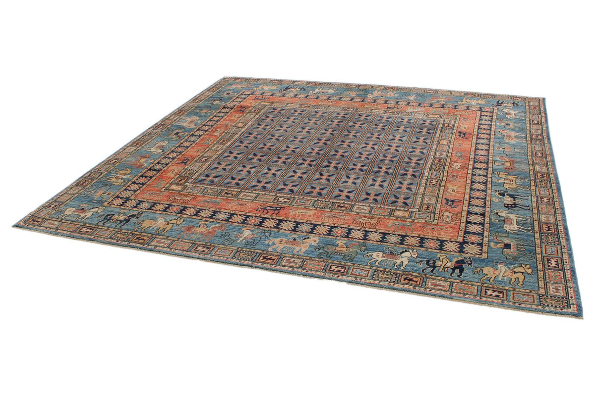 8x8 Red and Blue Anatolian Traditional Rug
